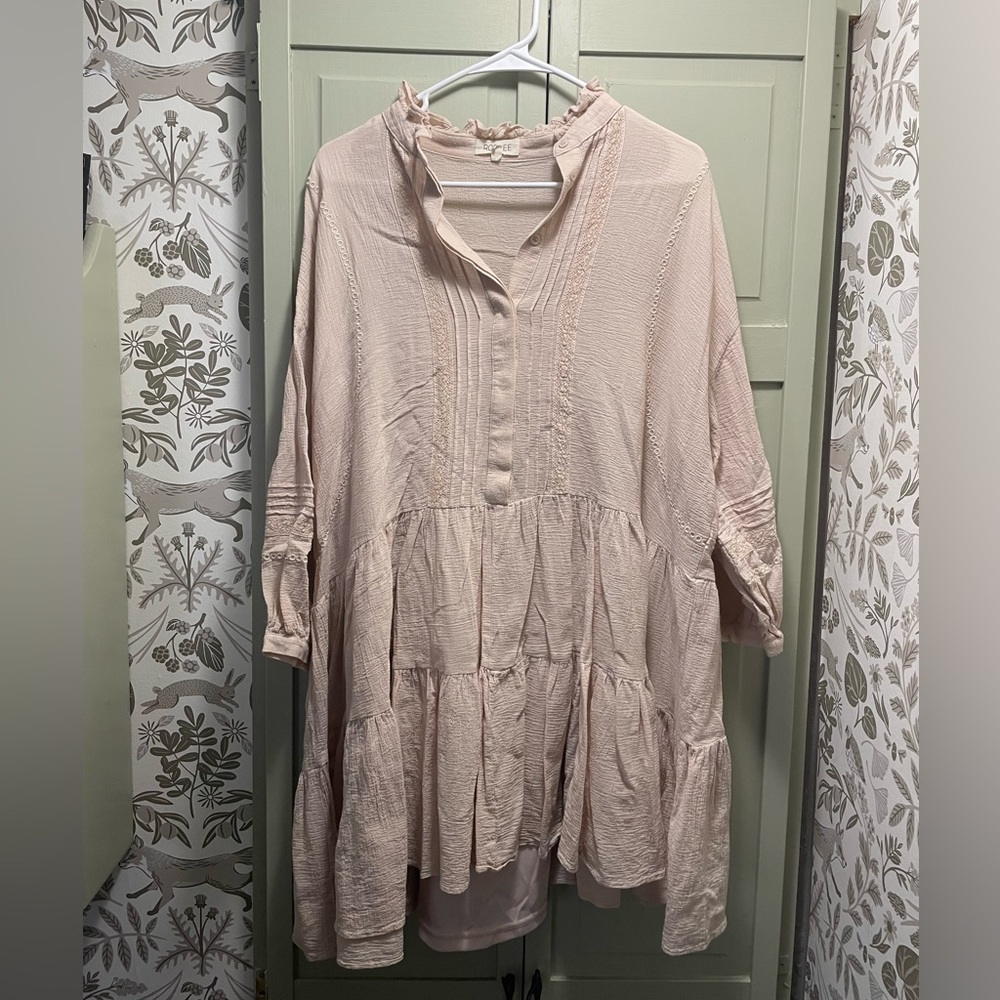 Roolee light pink long sleeve mini dress